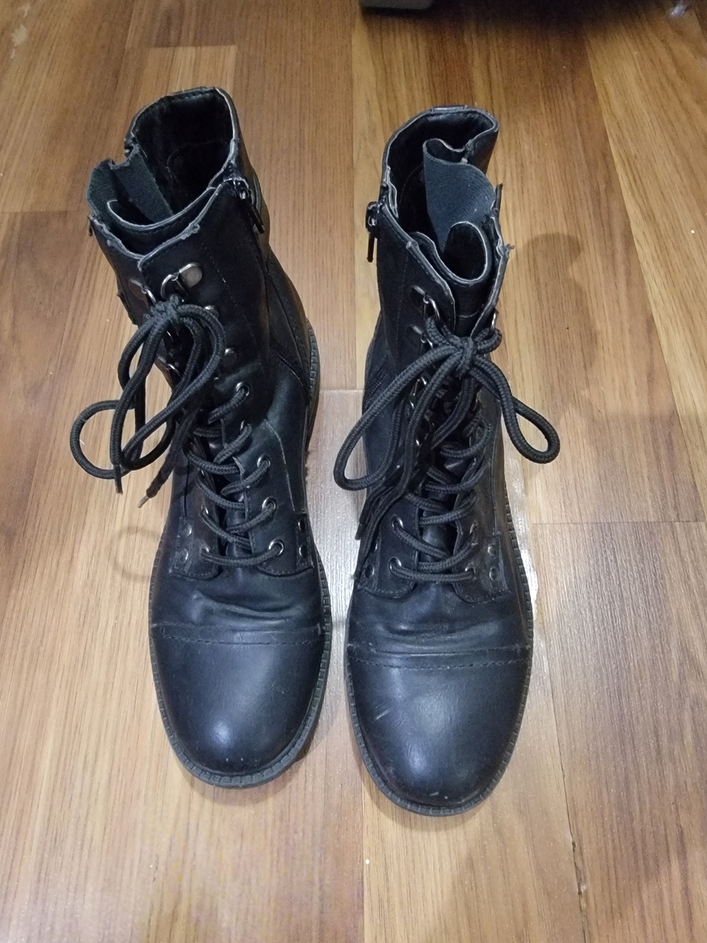 G by Guess Black Lace-Up Moto Combat Boots